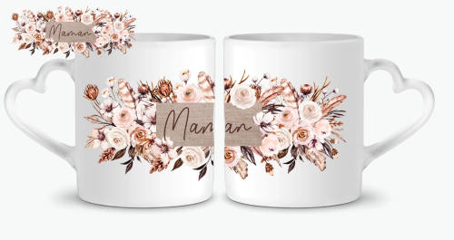 Mug céramique coeur - Maman fleurs